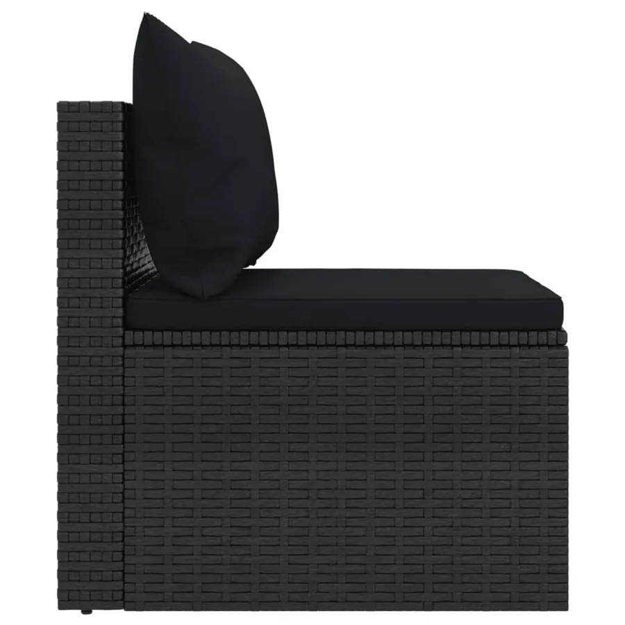 Canapés centraux de jardin et coussins 2pcs Noir Résine tressée - 6