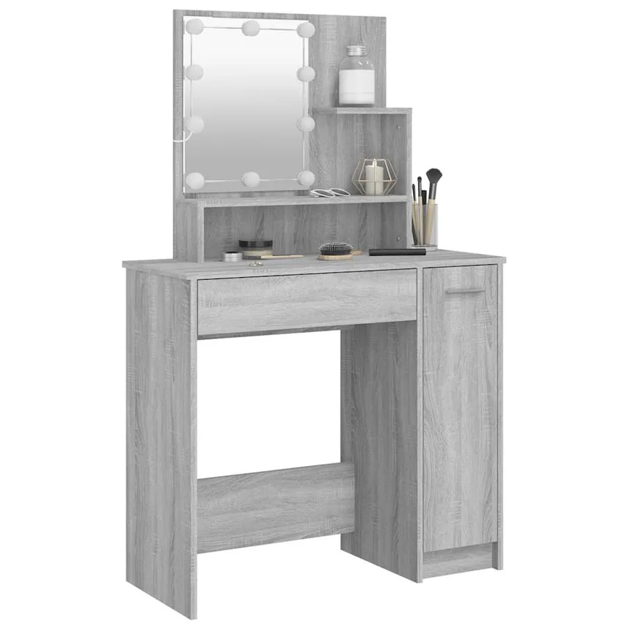 Coiffeuse avec LED Sonoma gris 86,5x35x136 cm - 13