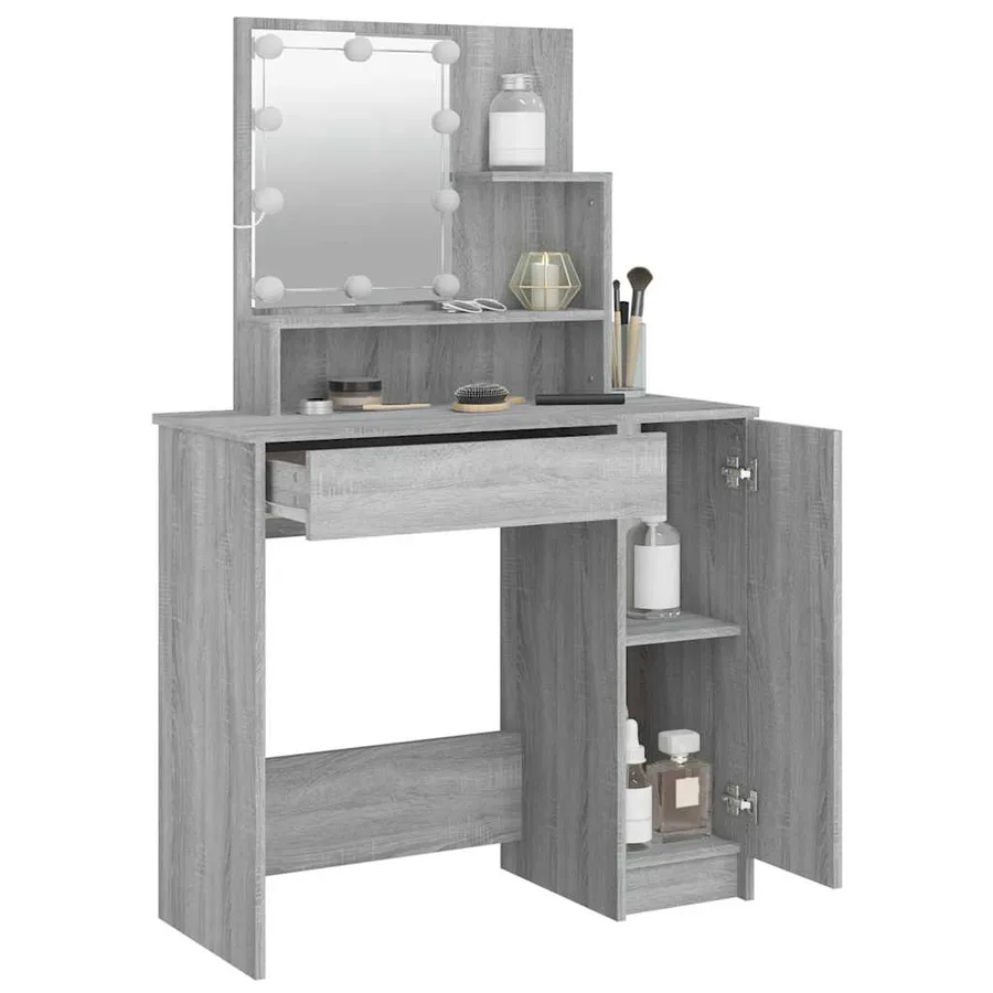 Coiffeuse avec LED Sonoma gris 86,5x35x136 cm - 14