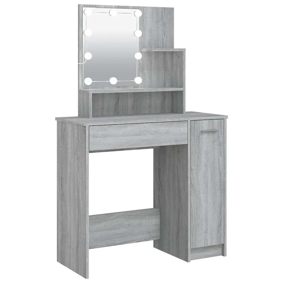 Coiffeuse avec LED Sonoma gris 86,5x35x136 cm - 2
