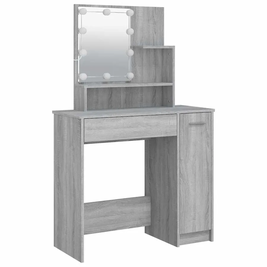 Coiffeuse avec LED Sonoma gris 86,5x35x136 cm - 3