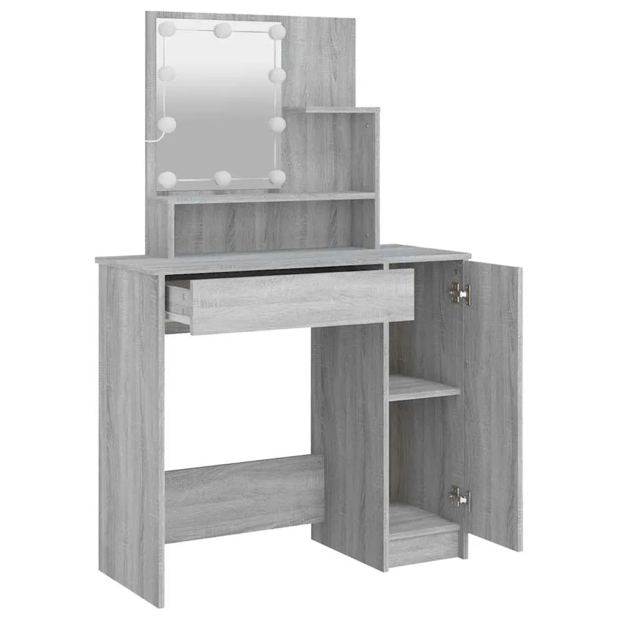 Coiffeuse avec LED Sonoma gris 86,5x35x136 cm - 4