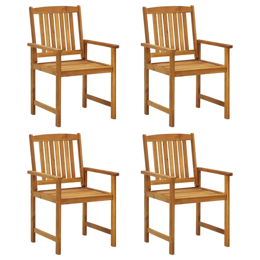 Chaises de jardin avec coussins lot de 4 Bois d'acacia massif - 3