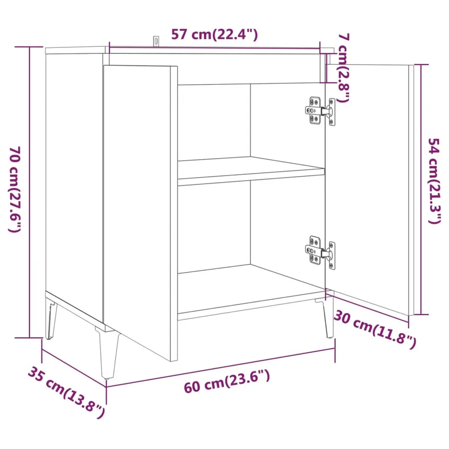Buffet Sonoma gris 60x35x70 cm Bois d'ingénierie - 8