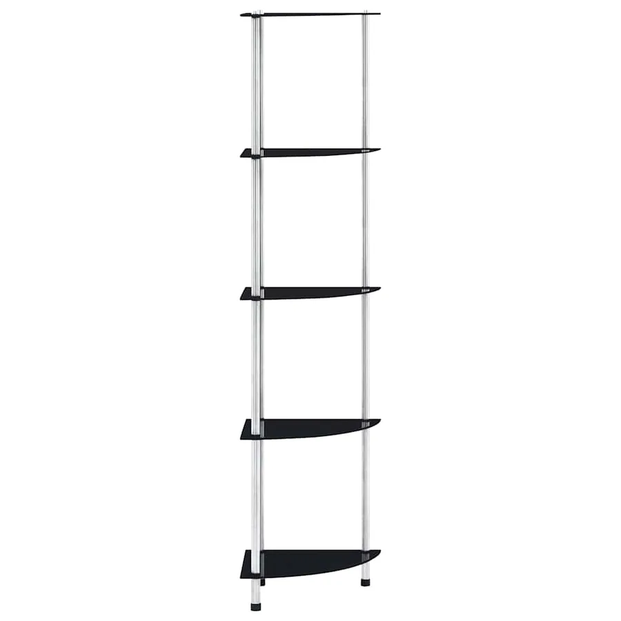 Étagère 5 niveaux Noir 30x30x130 cm Verre trempé - 3