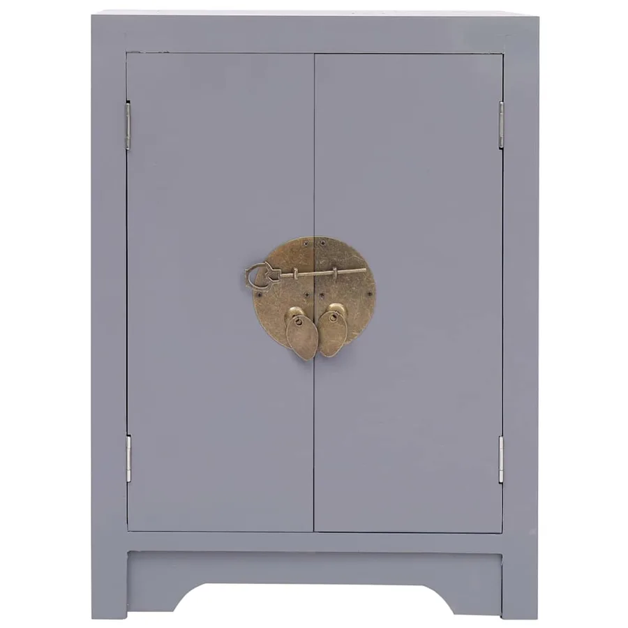 Table de chevet Gris 38x28x52 cm Bois de Paulownia - 2