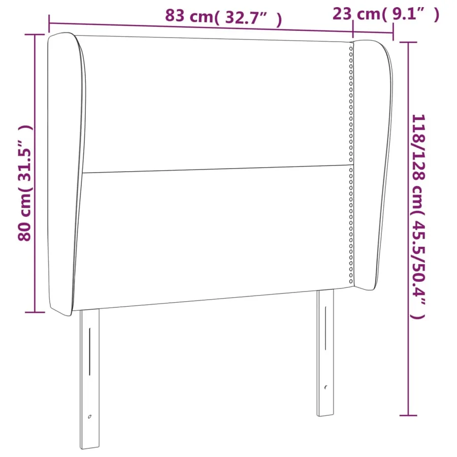 Tête de lit avec oreilles Noir 83x23x118/128 cm Tissu - 9