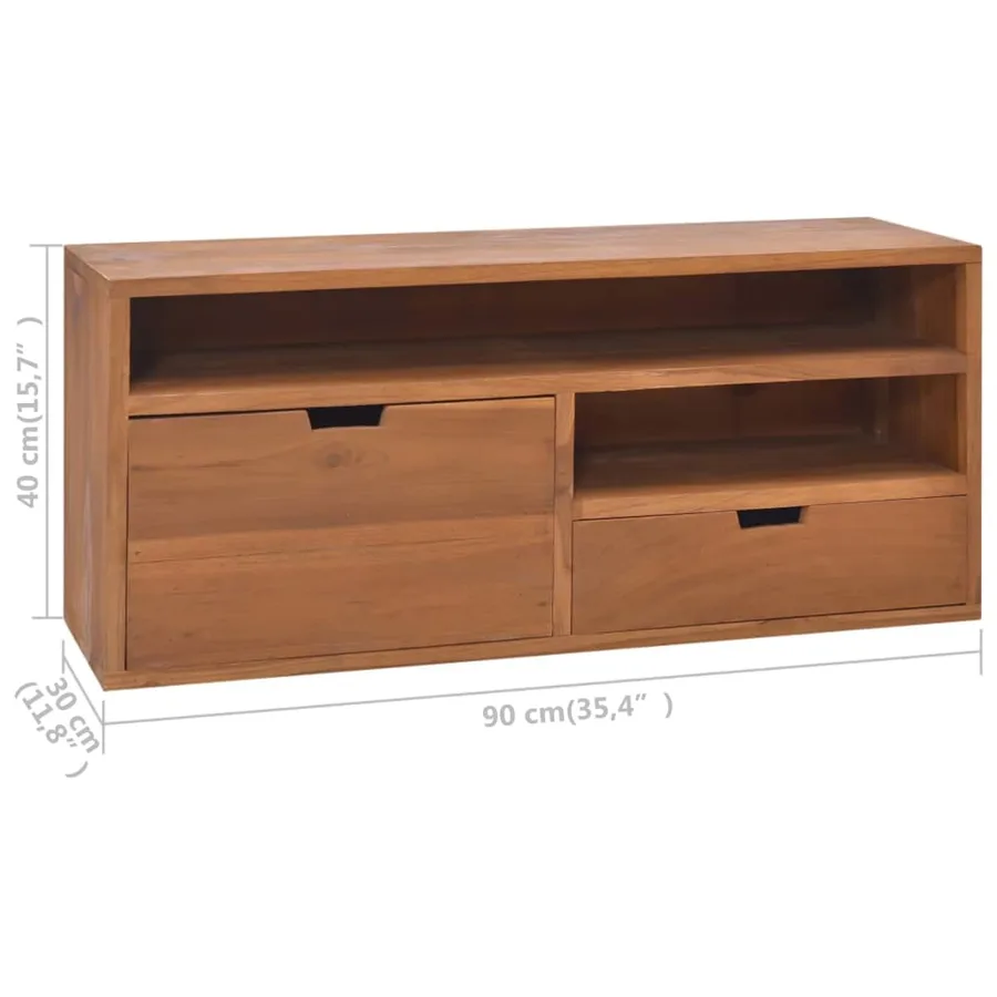Meuble TV 90x30x40 cm Bois de teck massif - 8
