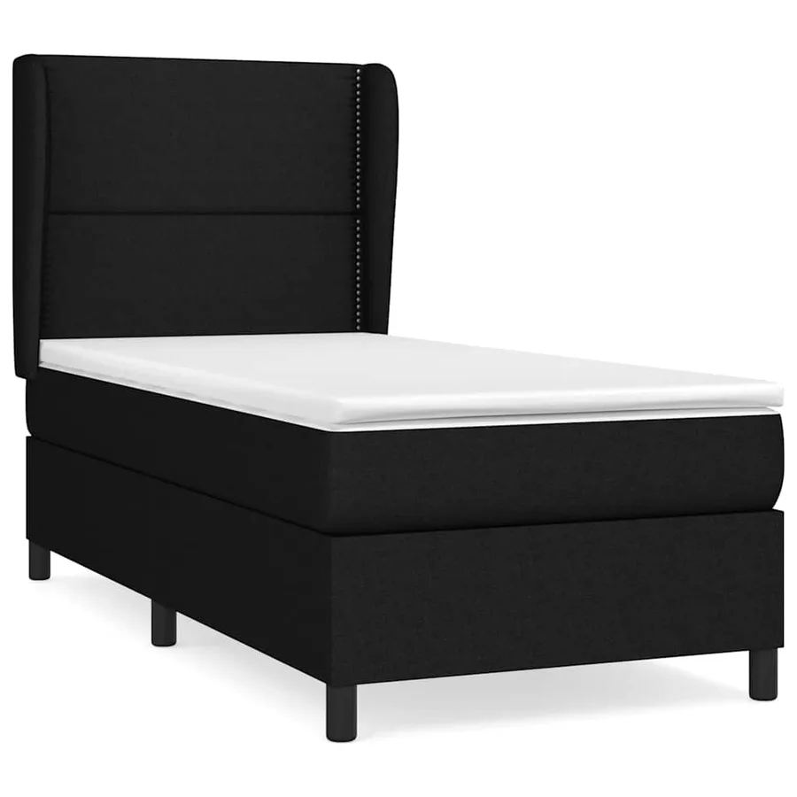 Sommier à lattes de lit avec matelas Noir 100x200 cm Tissu - 2