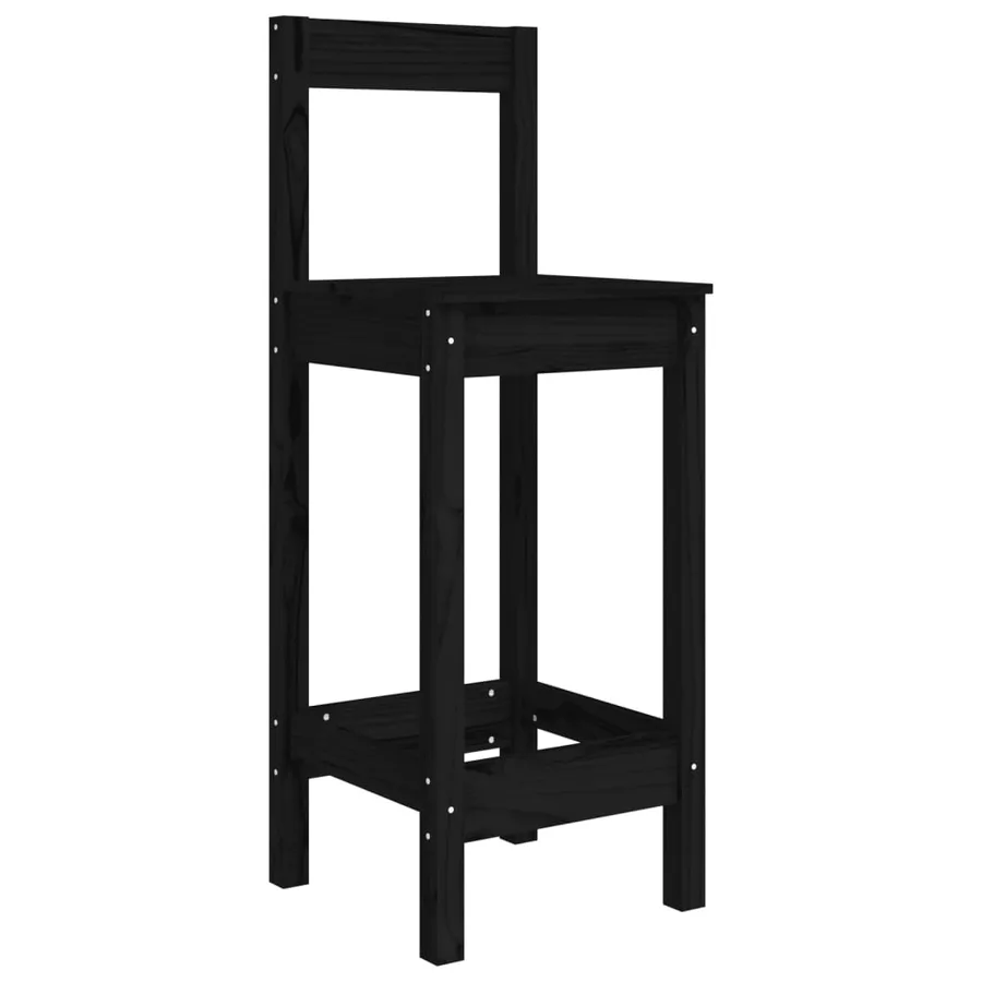 Ensemble de bar de jardin 3 pcs noir bois de pin massif - 6