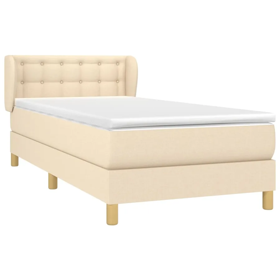 Sommier à lattes de lit avec matelas Crème 80x200 cm Tissu - 3