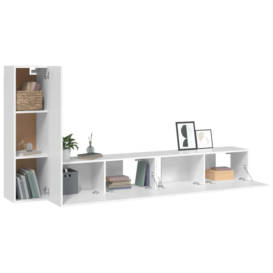 Ensemble de meubles TV 3 pcs Blanc Bois d'ingénierie - 4