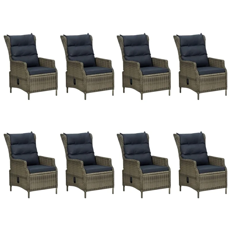 Ensemble à manger d'extérieur et coussins 9 pcs résine tressée - 3