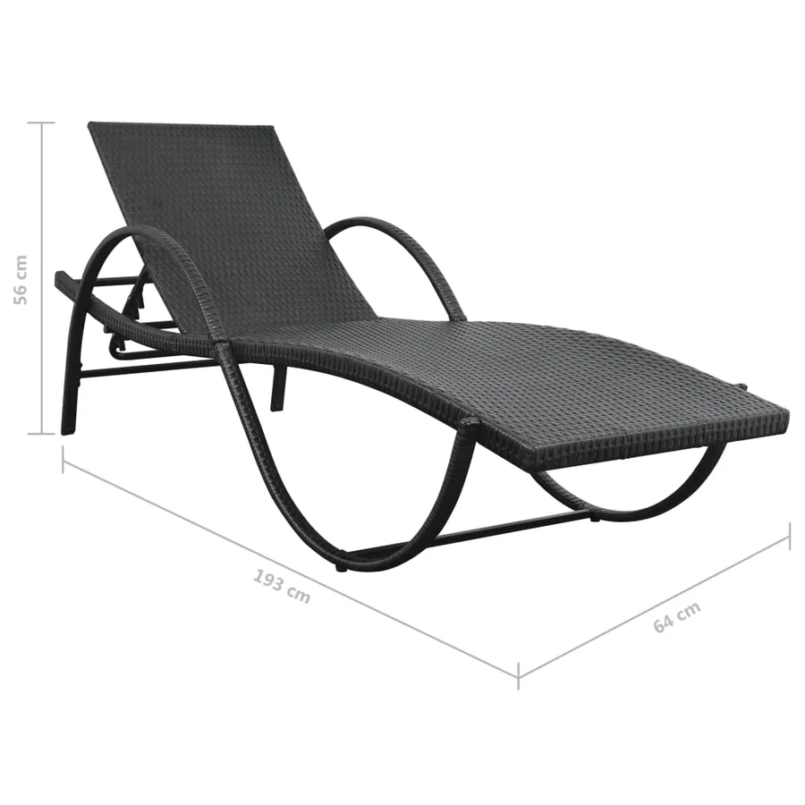 Chaises longues lot de 2 avec table résine tressée noir - 10