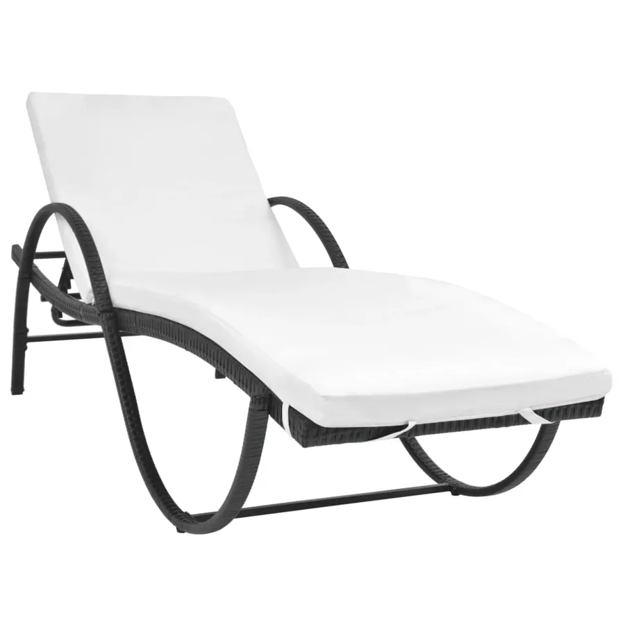Chaises longues lot de 2 avec table résine tressée noir - 2