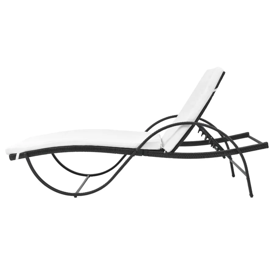 Chaises longues lot de 2 avec table résine tressée noir - 4