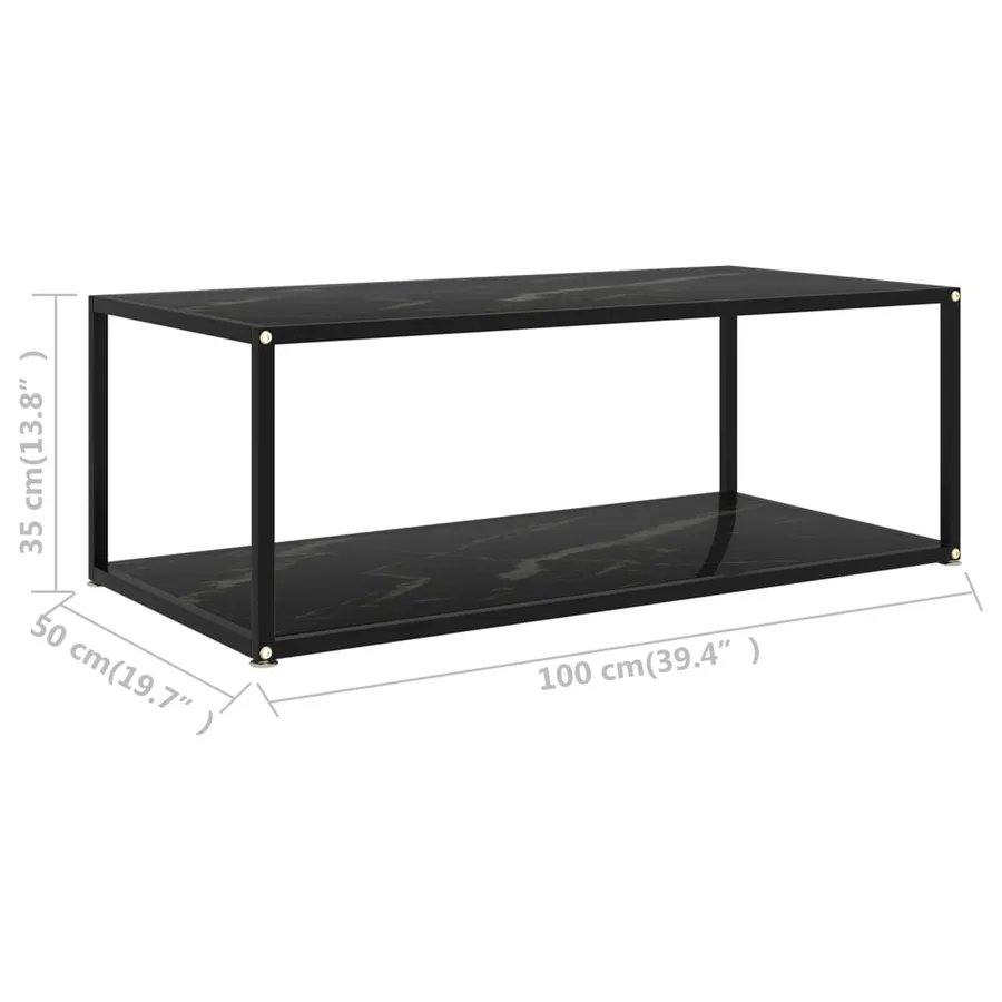 Table basse Noir 100x50x35 cm Verre trempé - 5