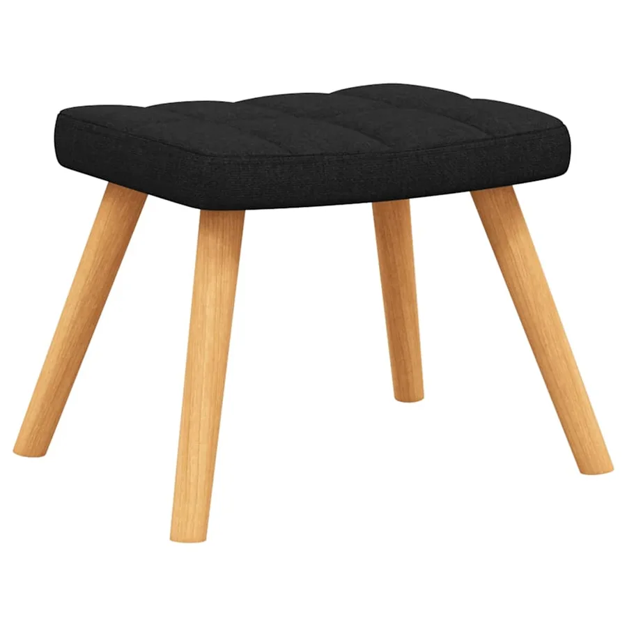 Chaise de relaxation avec tabouret Noir Tissu - 7
