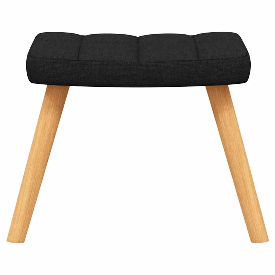 Chaise de relaxation avec tabouret Noir Tissu - 8