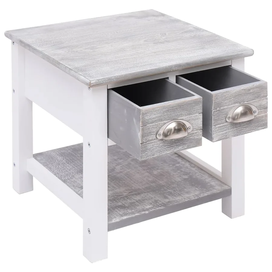 Table d'appoint Gris 40x40x40 cm Bois de Paulownia - 4