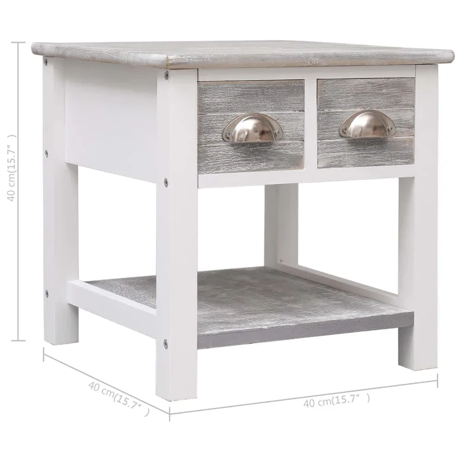 Table d'appoint Gris 40x40x40 cm Bois de Paulownia - 8