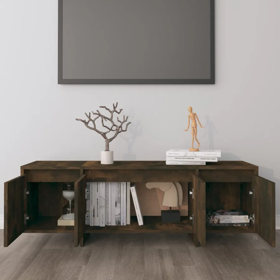 Meuble TV chêne fumé 120x30x40,5 cm bois d'ingénierie - 3