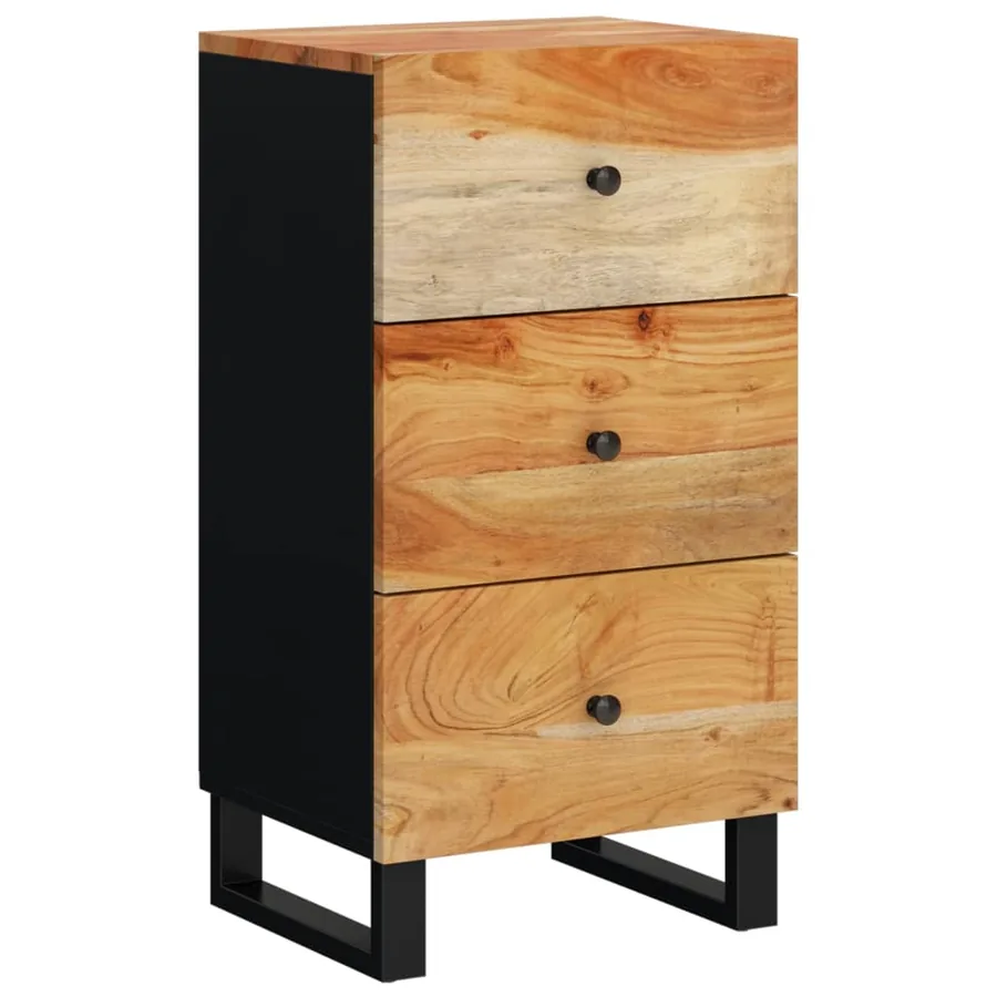 Buffet avec 3 tiroirs 40x33,5x75 cm bois massif d'acacia - 2