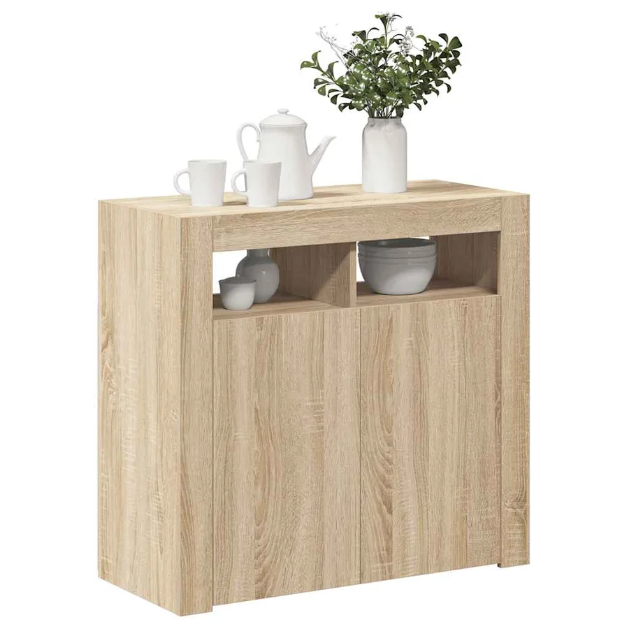 Buffet avec lumières LED chêne sonoma 80x35x75 cm - 6