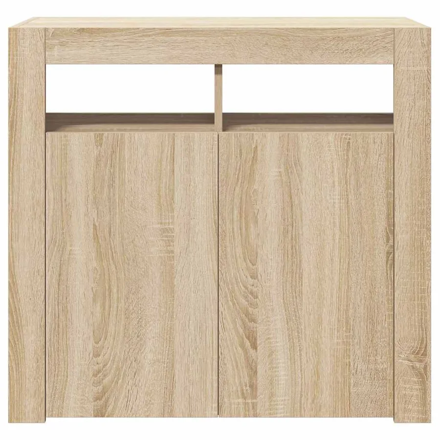 Buffet avec lumières LED chêne sonoma 80x35x75 cm - 8
