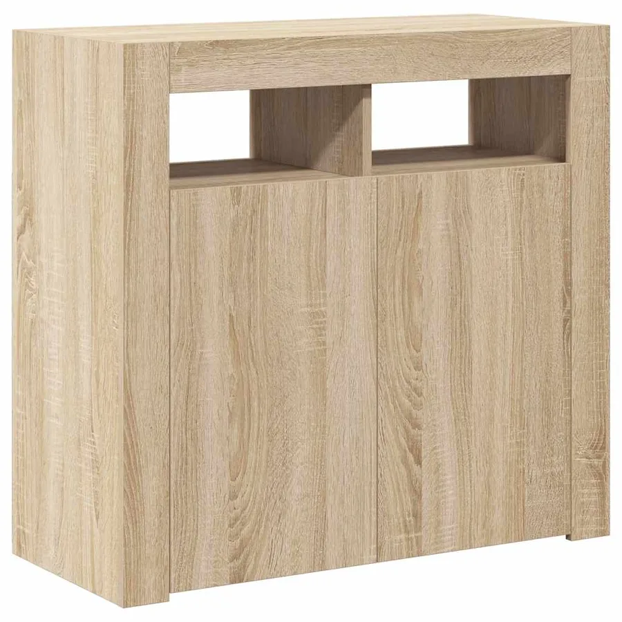 Buffet avec lumières LED chêne sonoma 80x35x75 cm - 9