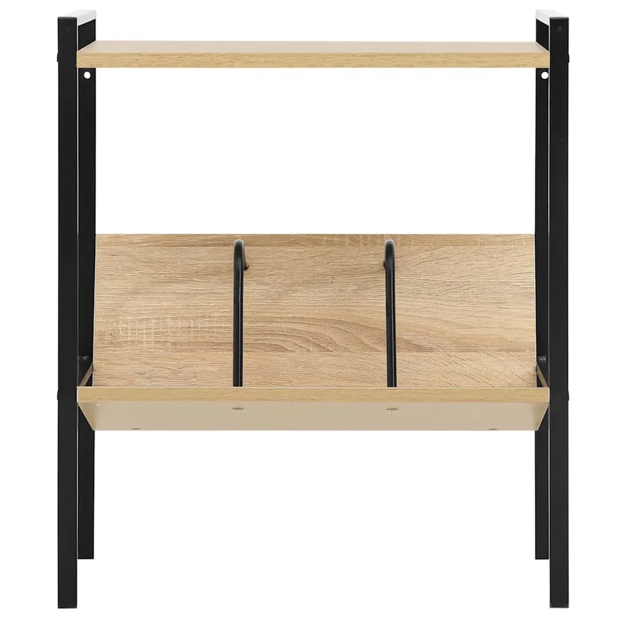 Bibliothèque 2 niveaux noir chêne 52x28x59 cm bois d'ingénierie - 3