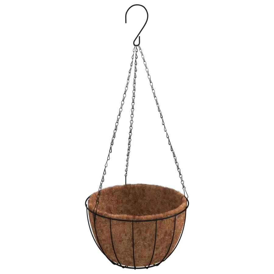 Jardinières suspendues 4 pcs avec doublure coco Noir Ø 35x52 cm - 4
