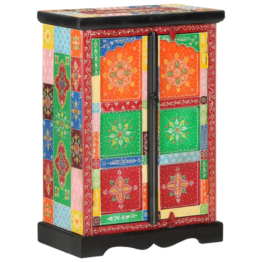 Buffet peint à la main avec portes 53x30x75 cm Bois de manguier - 13
