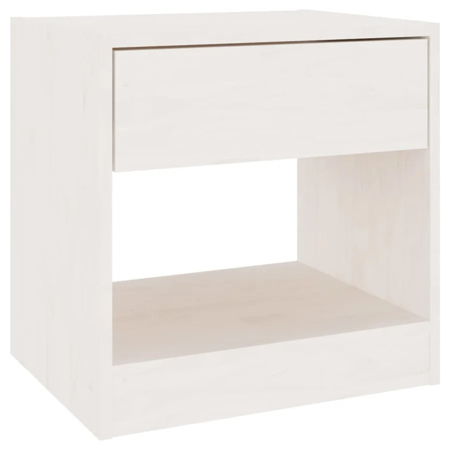 Table de chevet Blanc 40x31x40 cm Bois de pin massif - 2
