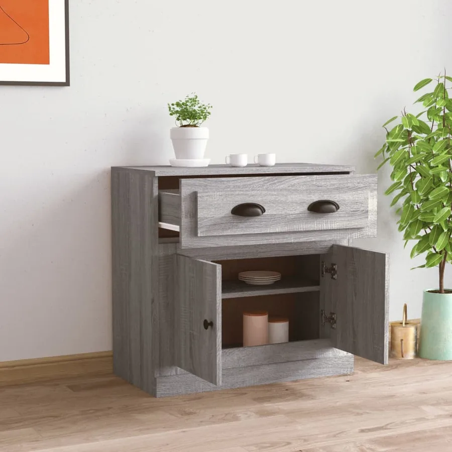Buffet sonoma gris 70x35,5x67,5 cm bois d'ingénierie - 3