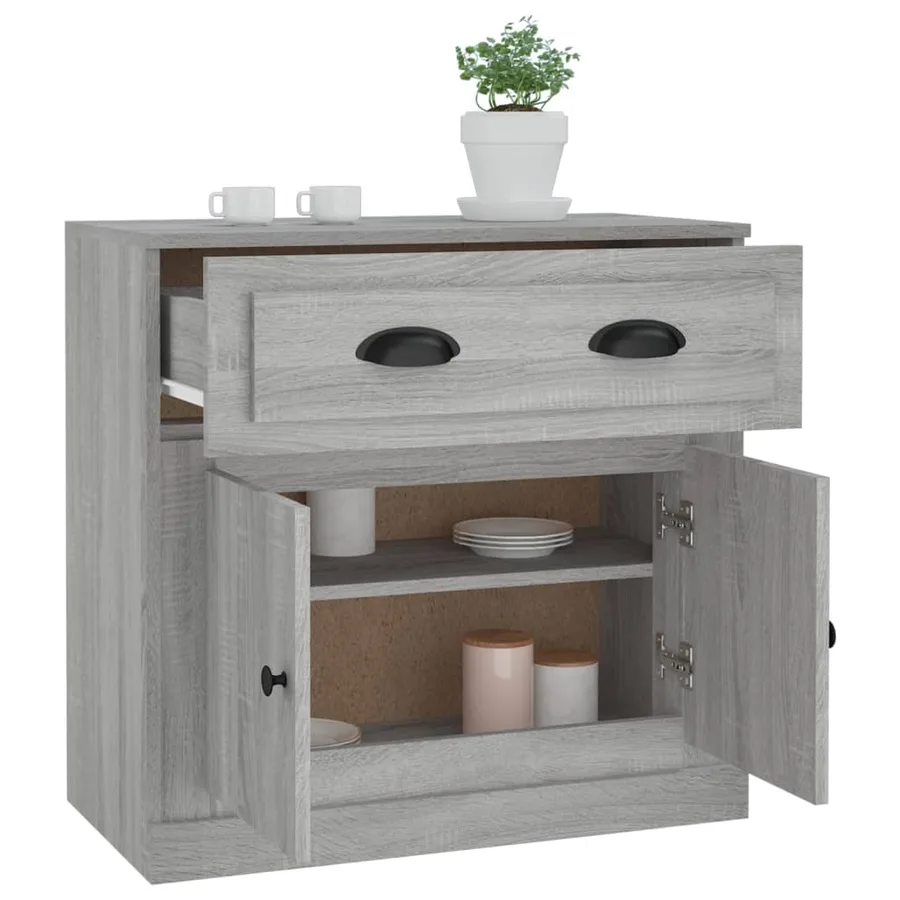 Buffet sonoma gris 70x35,5x67,5 cm bois d'ingénierie - 5