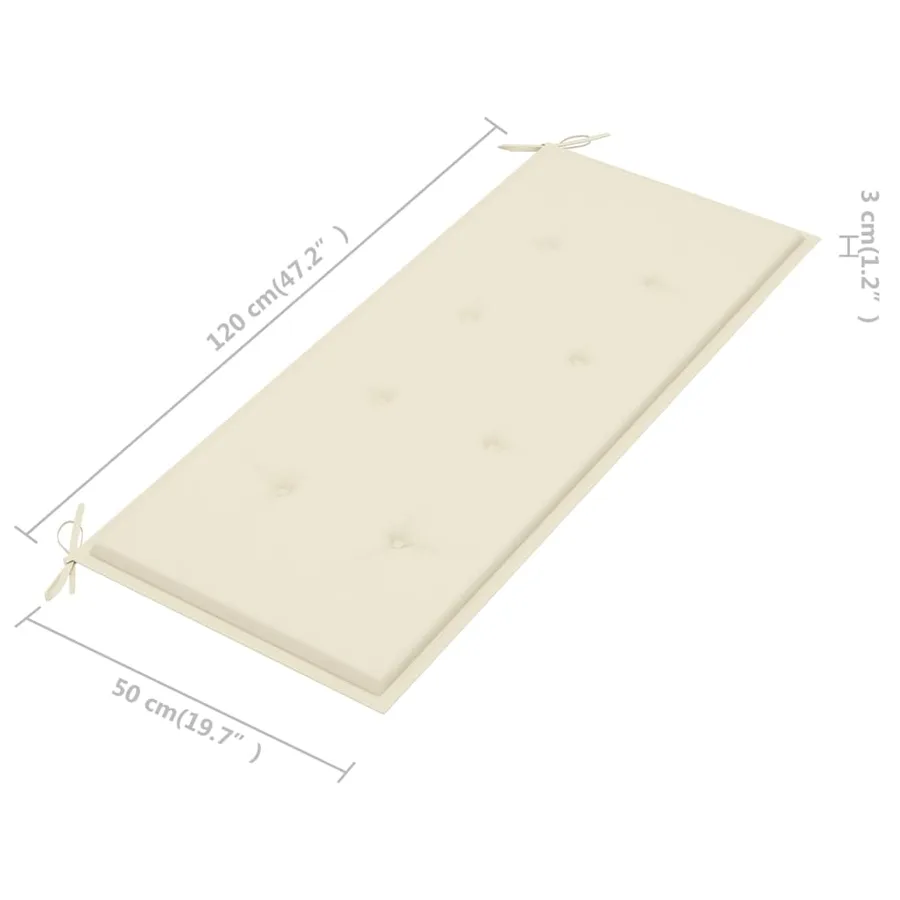Banc Batavia avec coussin crème 120 cm Bois de teck massif - 10