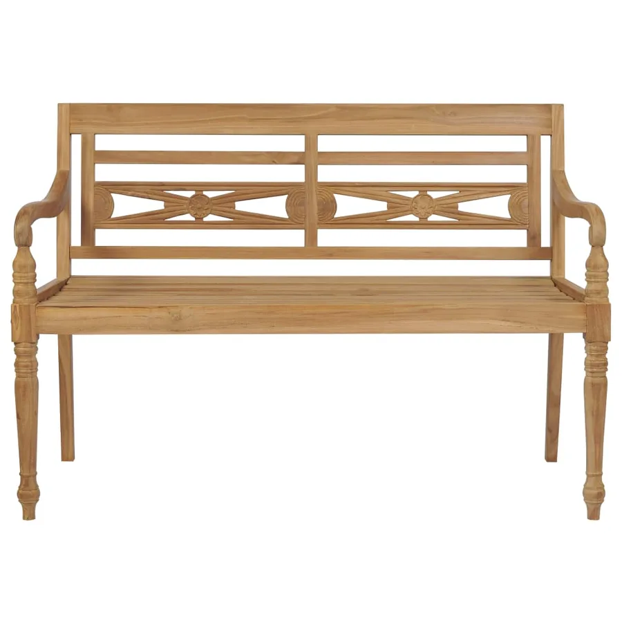 Banc Batavia avec coussin crème 120 cm Bois de teck massif - 3