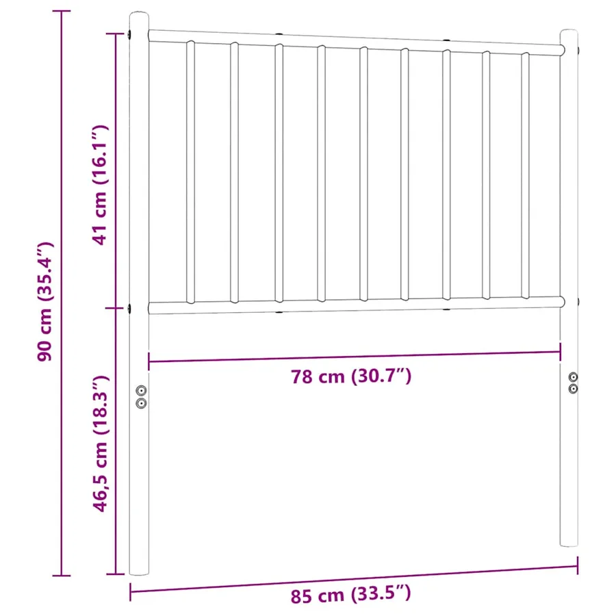 Tête de lit de remplacement métal blanc 80 cm - 7