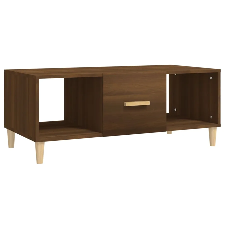 Table basse chêne marron 102x50x40 cm bois d'ingénierie - 2