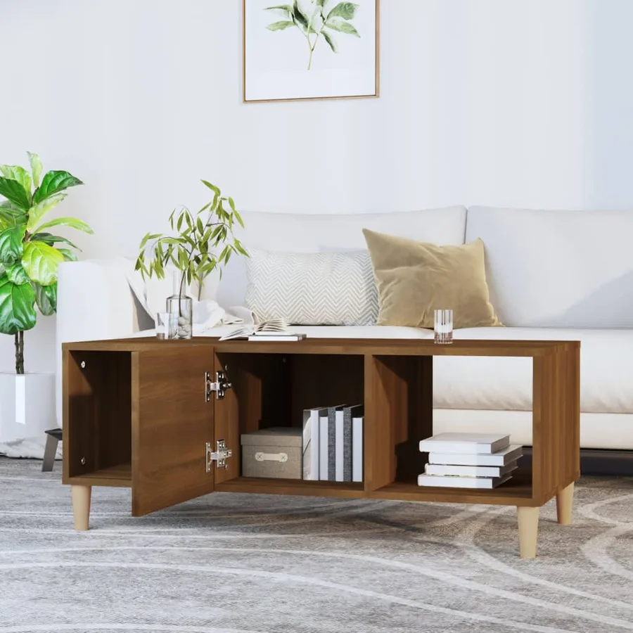 Table basse chêne marron 102x50x40 cm bois d'ingénierie - 6