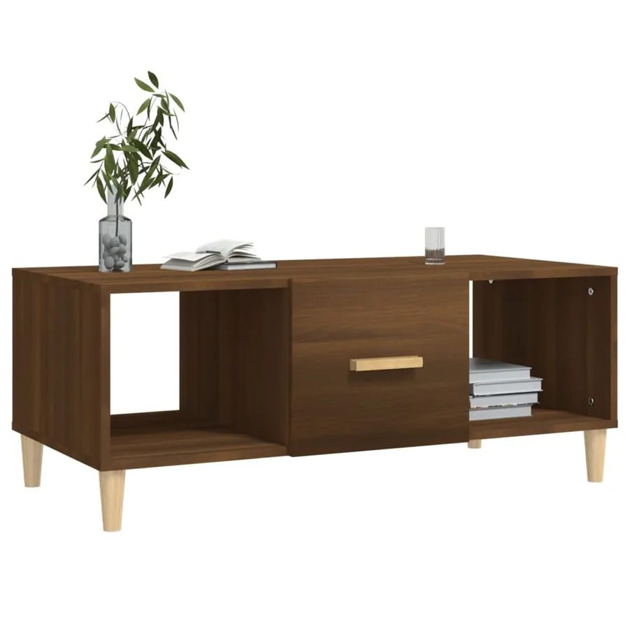 Table basse chêne marron 102x50x40 cm bois d'ingénierie - 7