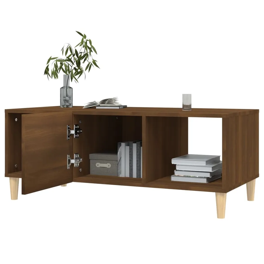 Table basse chêne marron 102x50x40 cm bois d'ingénierie - 8