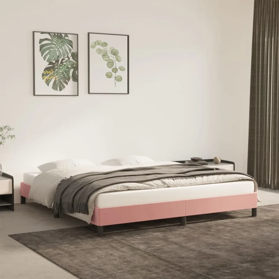 Cadre de lit sans matelas rose 180x200 cm velours