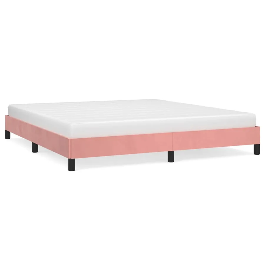 Cadre de lit sans matelas rose 180x200 cm velours - 2