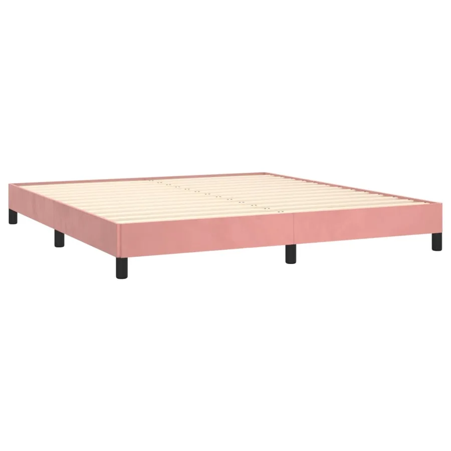 Cadre de lit sans matelas rose 180x200 cm velours - 4