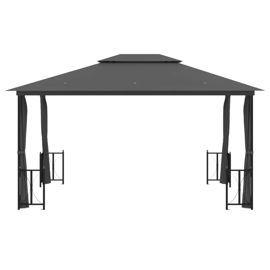 Tonnelle avec parois et toit double 3x4 m Anthracite - 3