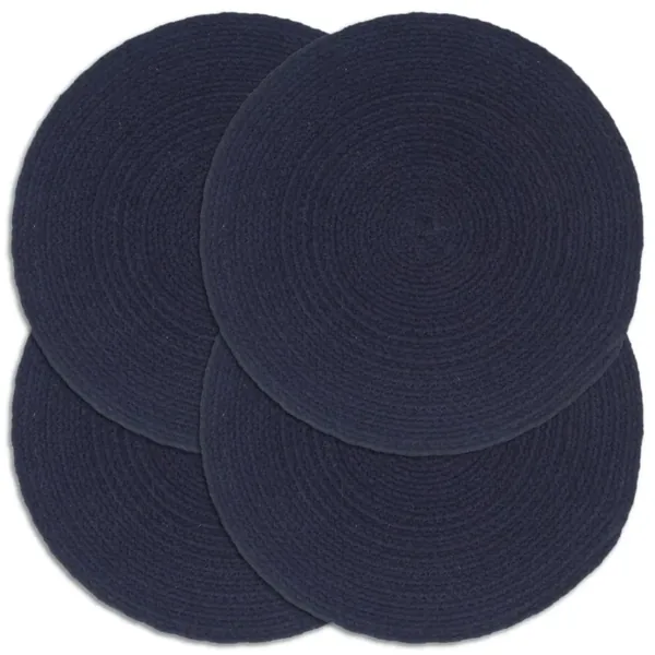 Napperons 4 pcs Bleu marine Plain 38 cm Rond Coton