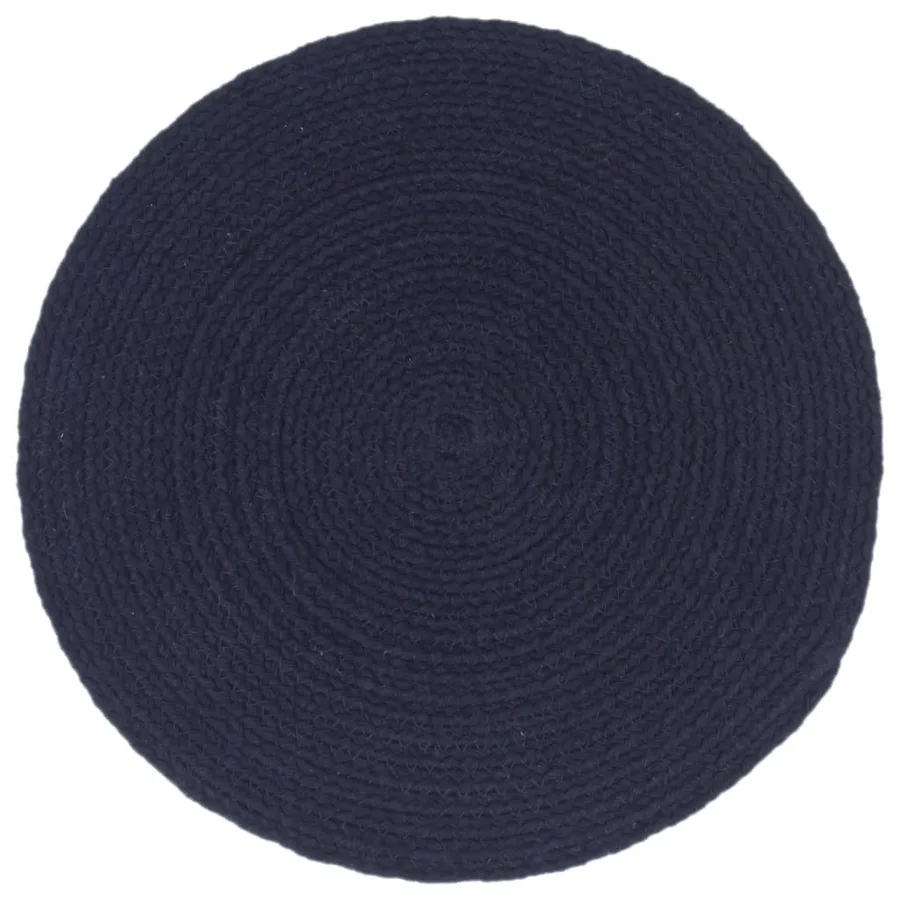 Napperons 4 pcs Bleu marine Plain 38 cm Rond Coton - 2