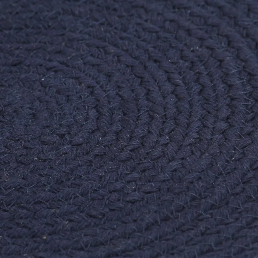 Napperons 4 pcs Bleu marine Plain 38 cm Rond Coton - 3